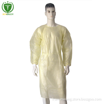 Poly-coated fluid resistant PP+PE isolation gown